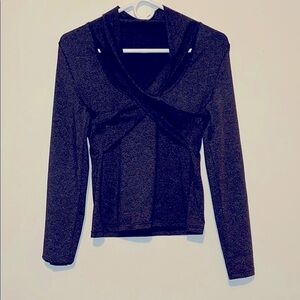 Black Wrap Fitted Long Sleeve Blouse